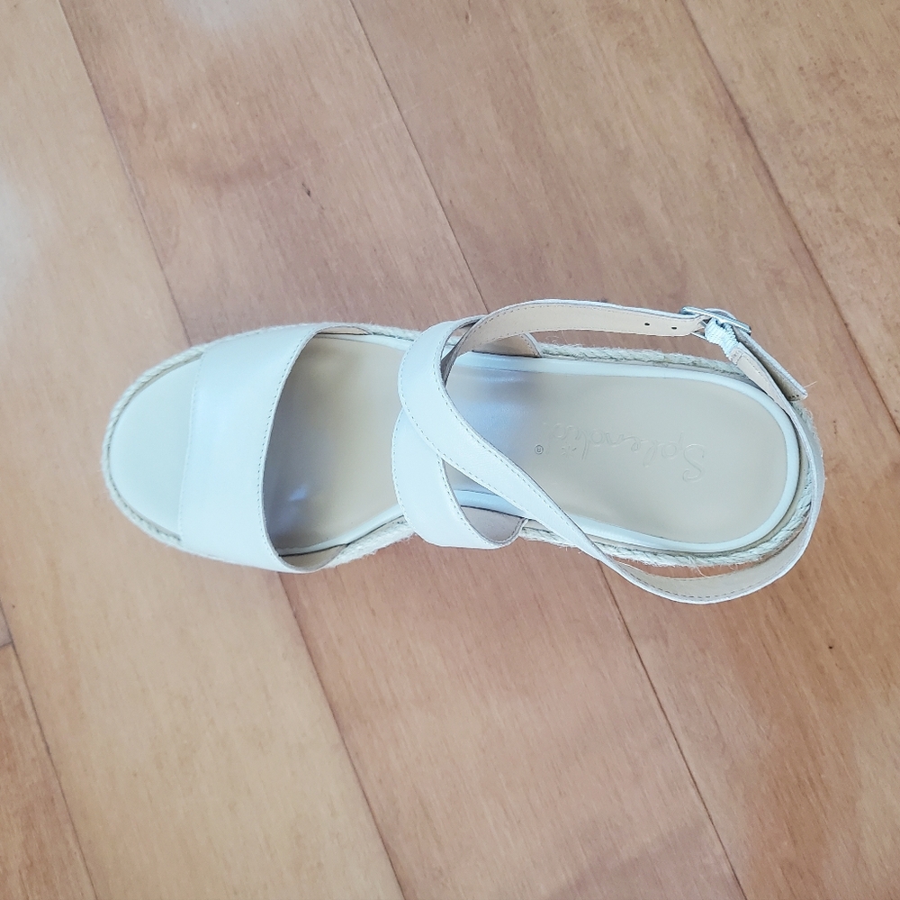 Bowie Espadrille Platform Wedge Leather Sandals, 9 - Picture 3 of 7
